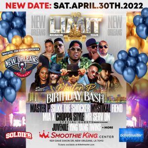 MASTER P CONGRATULATES PELICANS ON MAKING PLAY-OFFS AND RESCHEDULES NO LIMIT REUNION CONCERT TO APRIL 30TH