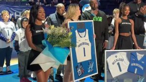 Legendary retirement of Bo McCalebb number 1Jersey from Univ. of New Orleans & Coach P Dec 6 2025